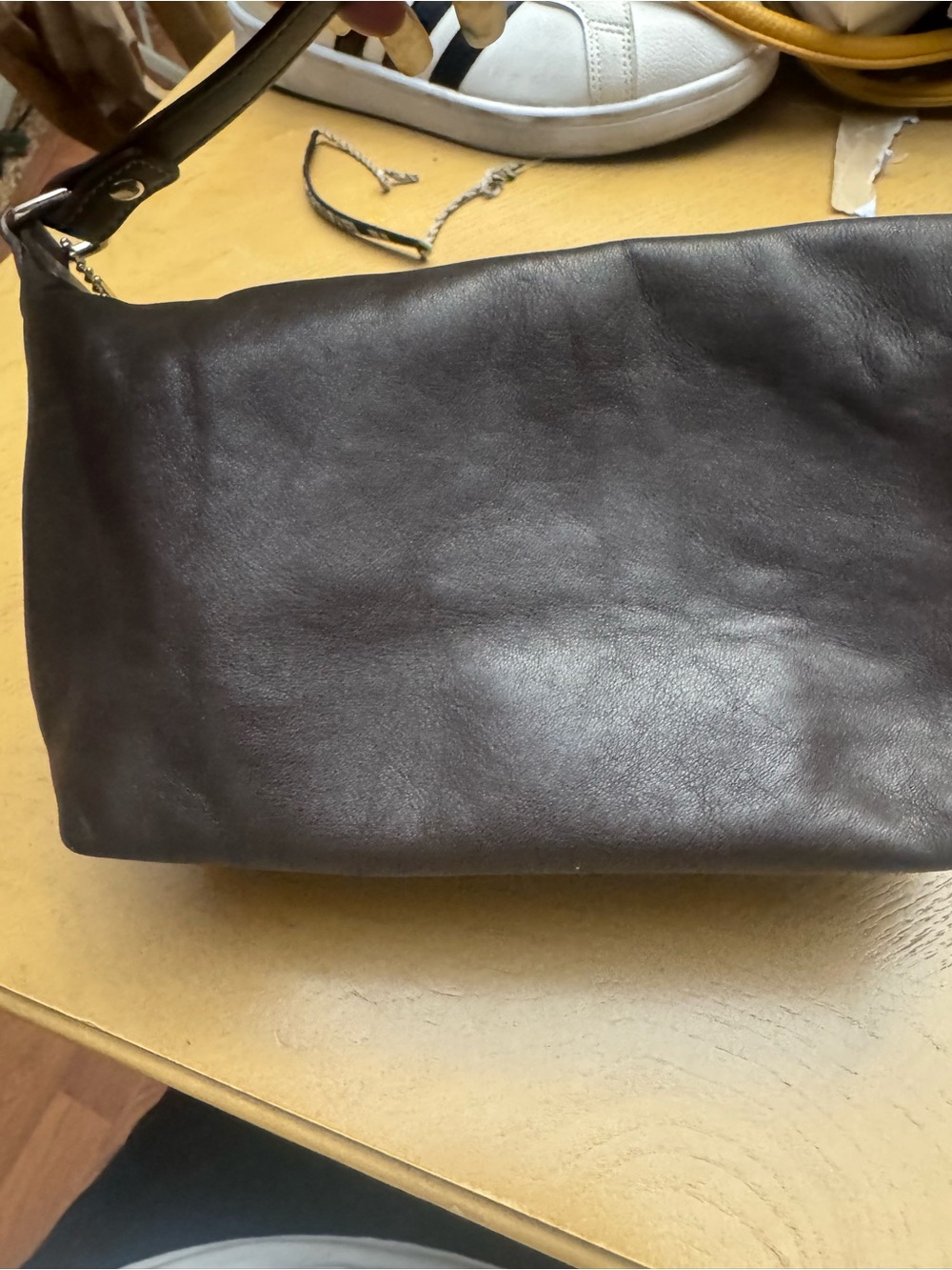 Coach Dark Brown Leather Shoulder Bag - Classic Minimalist